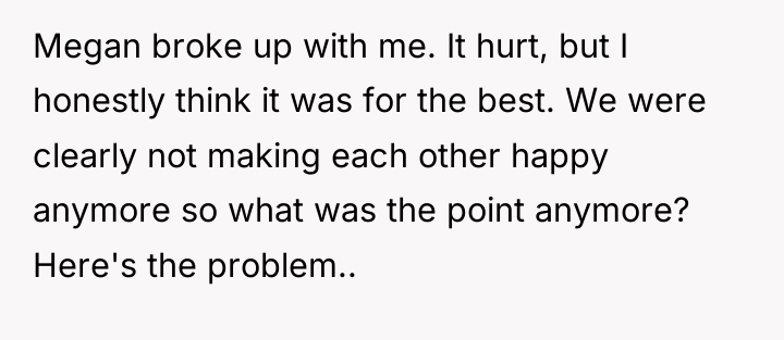 Megan broke up with me. It hurt, but I honestly...