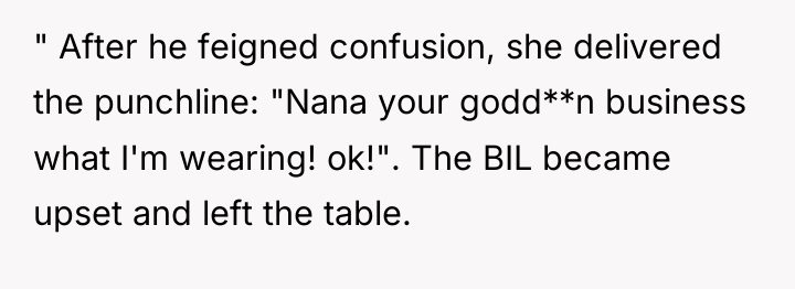 " After he feigned confusion, she delivered the punchline: "Nana...