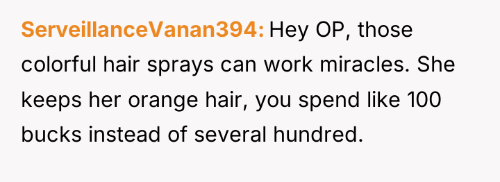 ServeillanceVanan394 Hey OP, those colorful hair sprays can work miracles....