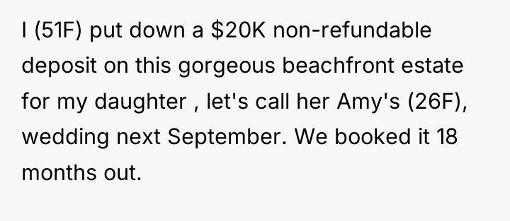 I (51F) put down a $20K non-refundable deposit on this...