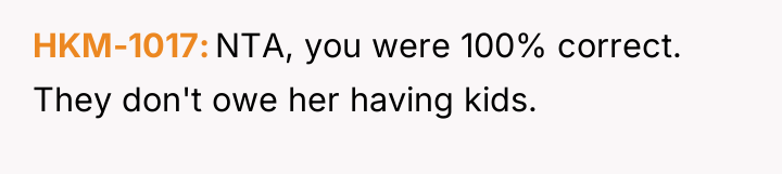 HKM-1017 NTA, you were 100% correct. They don't owe her...