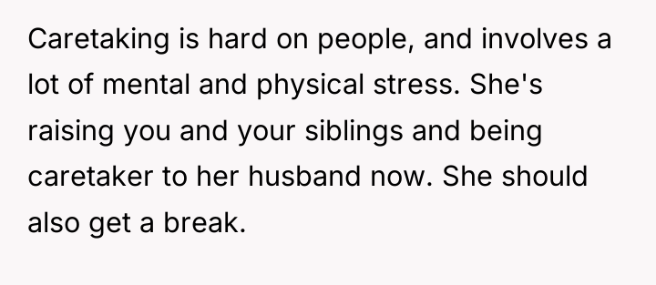 Caretaking is hard on people, and involves a lot of...