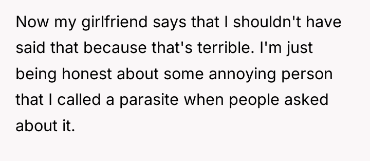 Now my girlfriend says that I shouldn't have said that...