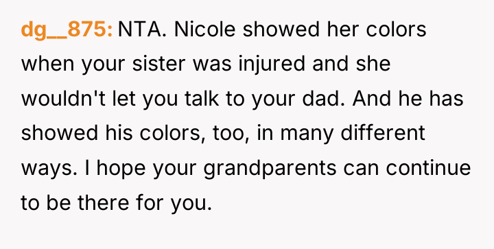 dg__875 NTA. Nicole showed her colors when your sister was...