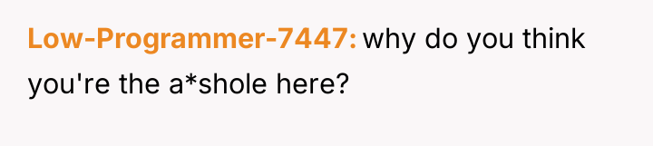Low-Programmer-7447 why do you think you're the a*shole here?