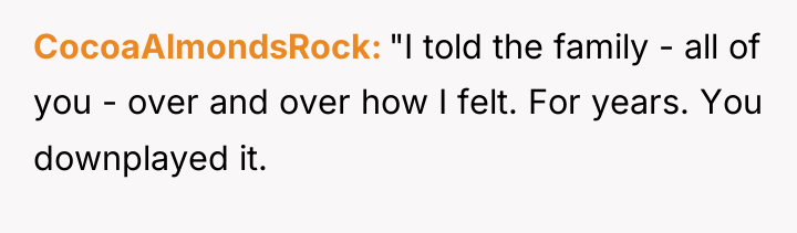 CocoaAlmondsRock "I told the family - all of you -...