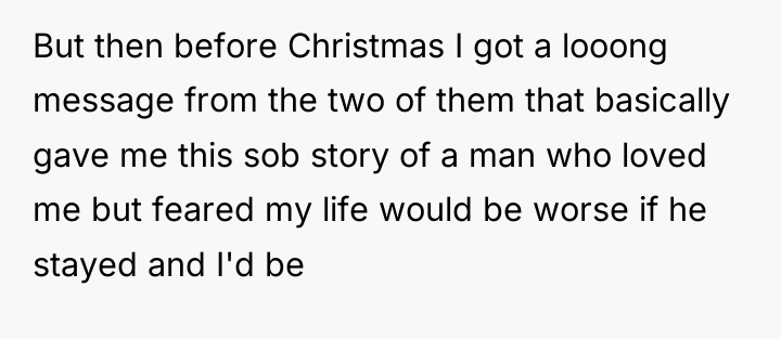 But then before Christmas I got a looong message from...