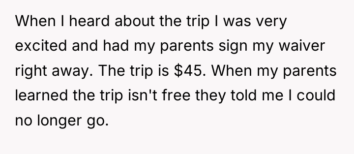 When I heard about the trip I was very excited...