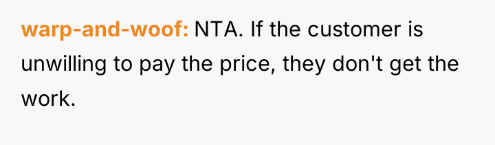 warp-and-woof NTA. If the customer is unwilling to pay the...