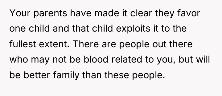 Your parents have made it clear they favor one child...