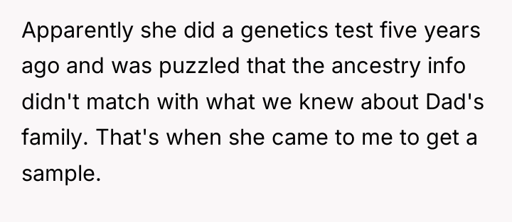 Apparently she did a genetics test five years ago and...