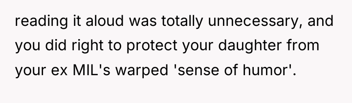 reading it aloud was totally unnecessary, and you did right...