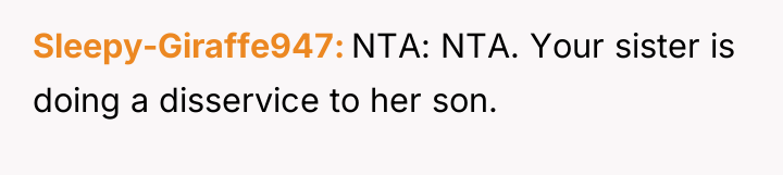 Sleepy-Giraffe947 NTA: NTA. Your sister is doing a disservice to...