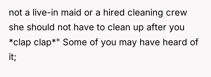 not a live-in maid or a hired cleaning crew she...