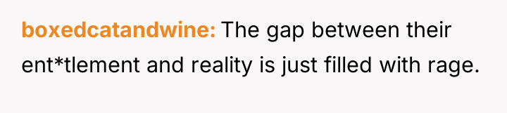 boxedcatandwine The gap between their ent*tlement and reality is just...