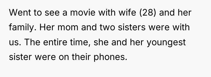 Went to see a movie with wife (28) and her...