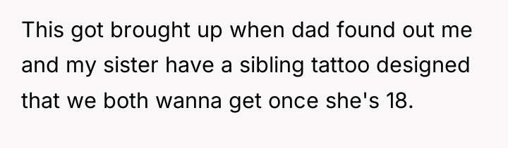 This got brought up when dad found out me and...
