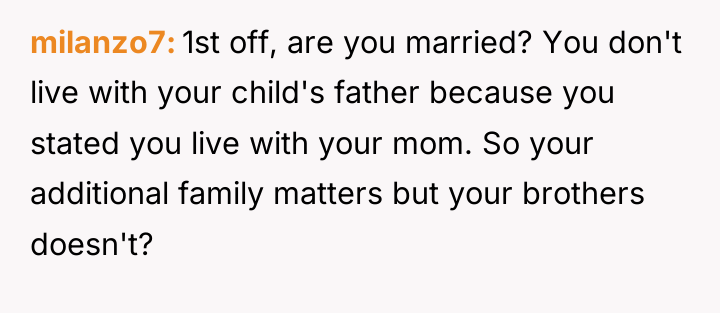 milanzo7 1st off, are you married? You don't live with...