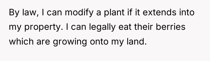 By law, I can modify a plant if it extends...