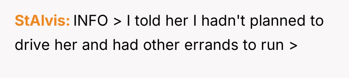 StAlvis INFO > I told her I hadn't planned to...