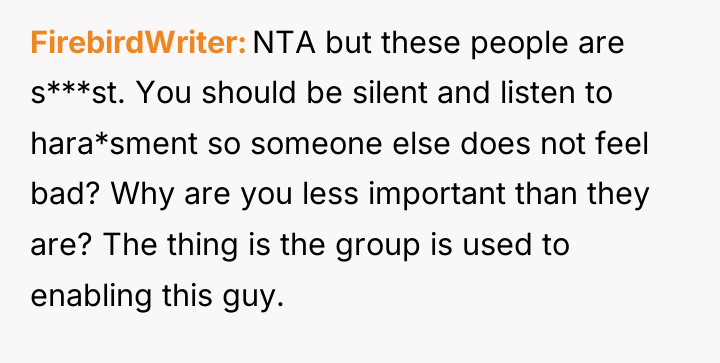 FirebirdWriter NTA but these people are s***st. You should be...