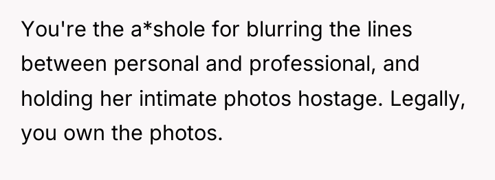 You're the a*shole for blurring the lines between personal and...