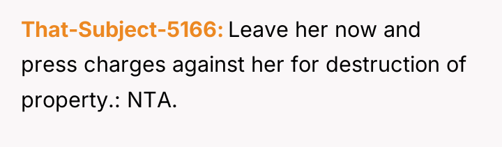That-Subject-5166 Leave her now and press charges against her for...