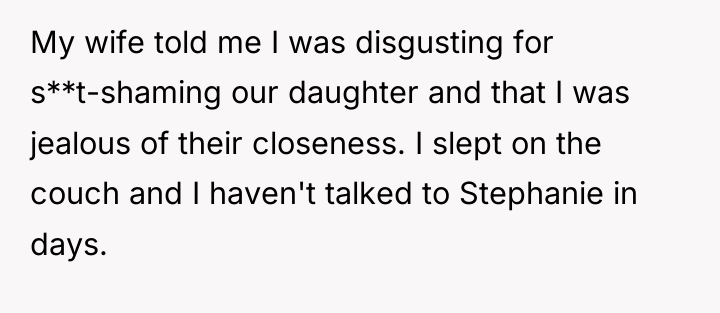 My wife told me I was disgusting for s**t-shaming our...
