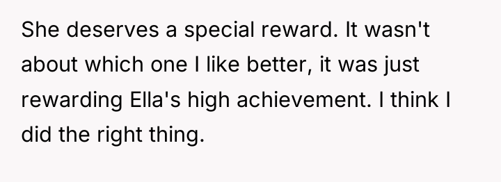 She deserves a special reward. It wasn't about which one...