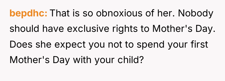 bepdhc That is so obnoxious of her. Nobody should have...