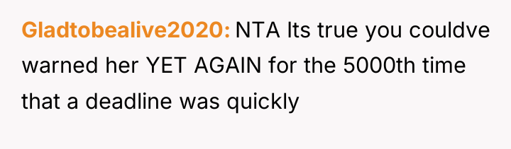 Gladtobealive2020 NTA Its true you couldve warned her YET AGAIN...