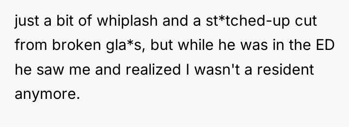 just a bit of whiplash and a st*tched-up cut from...