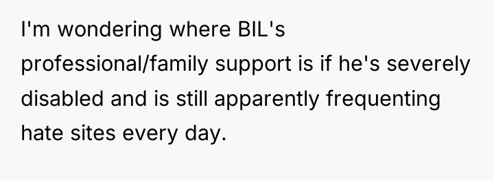 I'm wondering where BIL's professional/family support is if he's severely...