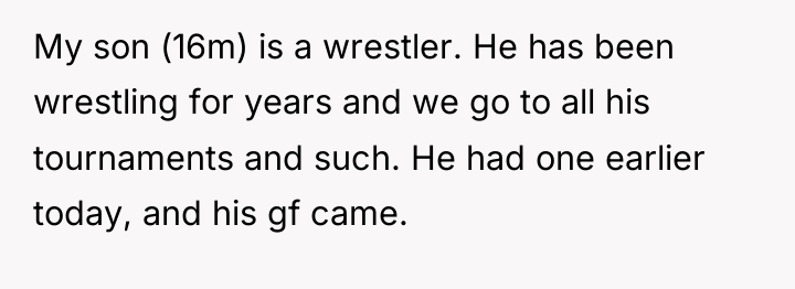 My son (16m) is a wrestler. He has been wrestling...