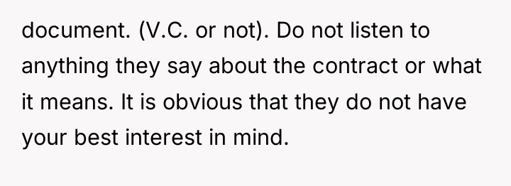 document. (V.C. or not). Do not listen to anything they...