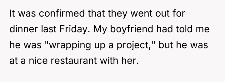 It was confirmed that they went out for dinner last...