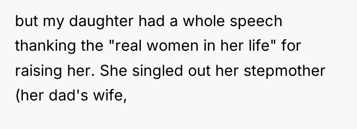 but my daughter had a whole speech thanking the "real...