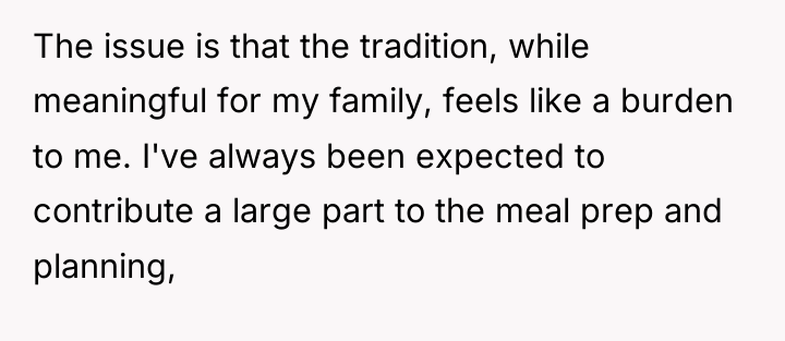 The issue is that the tradition, while meaningful for my...