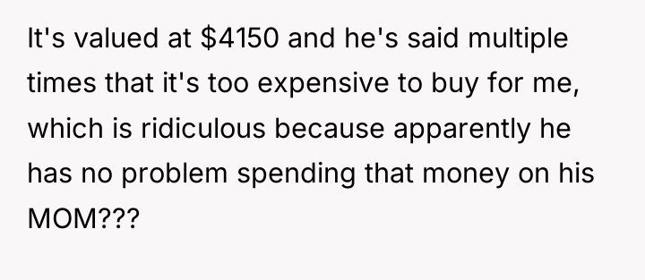 It's valued at $4150 and he's said multiple times that...