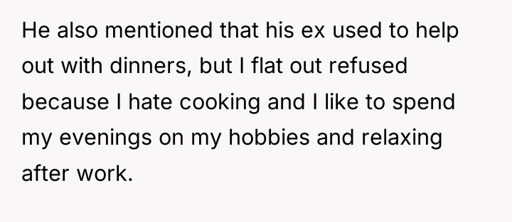 He also mentioned that his ex used to help out...