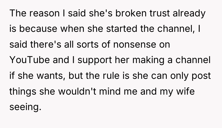 The reason I said she's broken trust already is because...