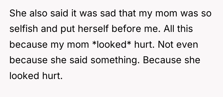 She also said it was sad that my mom was...