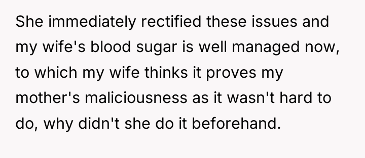 She immediately rectified these issues and my wife's blood sugar...