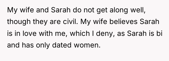My wife and Sarah do not get along well, though...