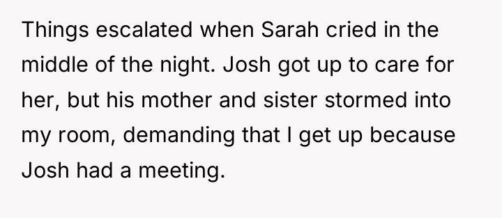 Things escalated when Sarah cried in the middle of the...