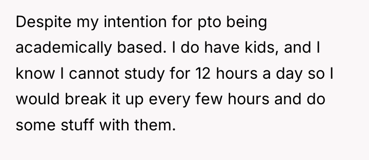 Despite my intention for pto being academically based. I do...