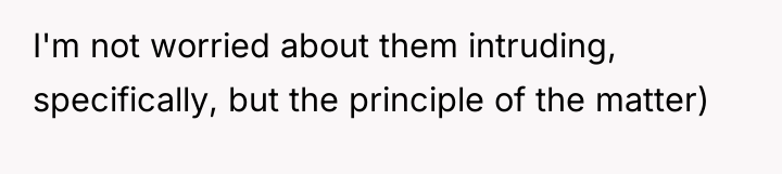 I'm not worried about them intruding, specifically, but the principle...