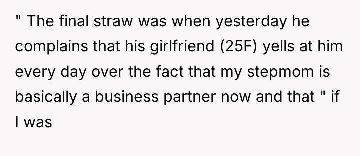 " The final straw was when yesterday he complains that...