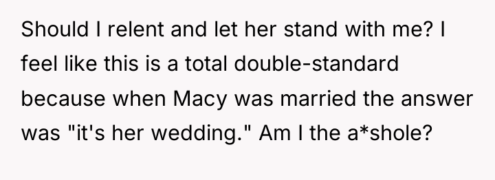 Should I relent and let her stand with me? I...