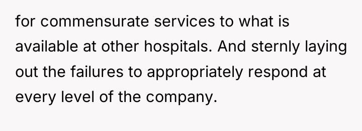 for commensurate services to what is available at other hospitals....